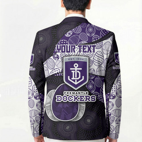 Personalized Fremantle Dockers Football Blazer Easter Egg Pattern Purple Monochrome Tribal Dot Style