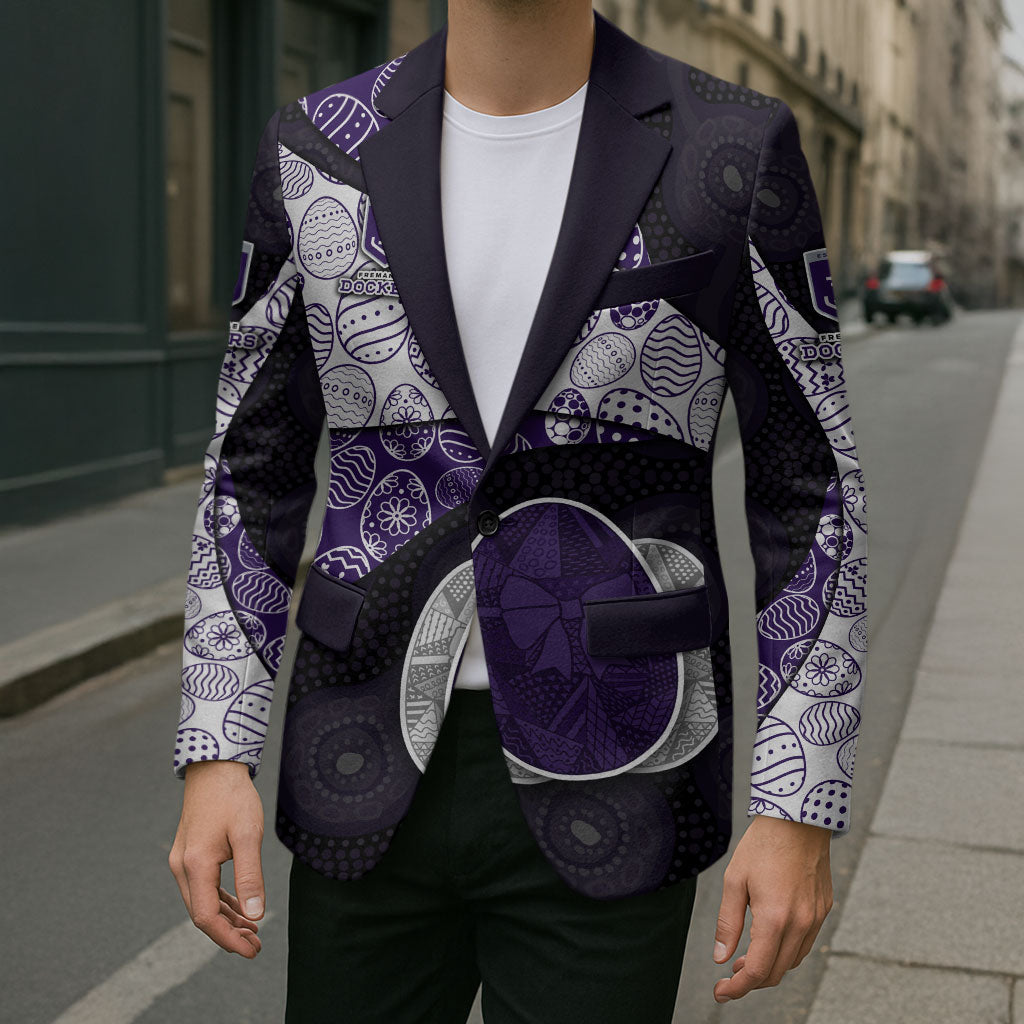 Personalized Fremantle Dockers Football Blazer Easter Egg Pattern Purple Monochrome Tribal Dot Style