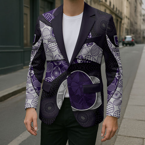 Personalized Fremantle Dockers Football Blazer Easter Egg Pattern Purple Monochrome Tribal Dot Style
