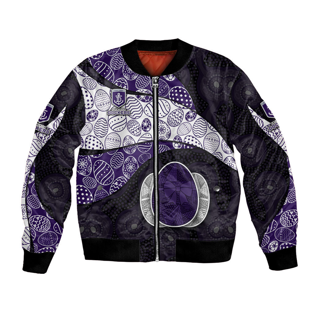 Personalized Fremantle Dockers Football Bomber Jacket Easter Egg Pattern Purple Monochrome Tribal Dot Style
