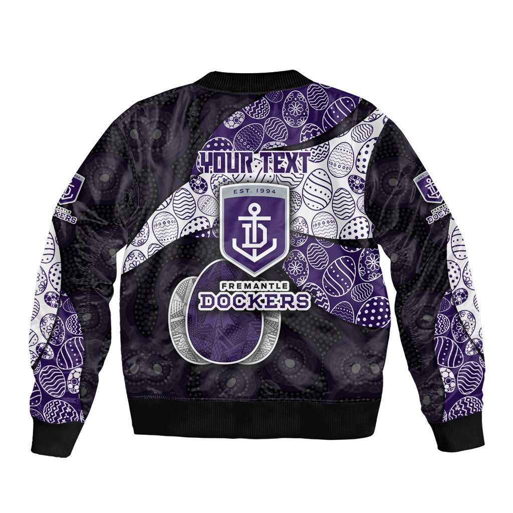 Personalized Fremantle Dockers Football Bomber Jacket Easter Egg Pattern Purple Monochrome Tribal Dot Style