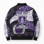 Personalized Fremantle Dockers Football Bomber Puffer Jacket Easter Egg Pattern Purple Monochrome Tribal Dot Style