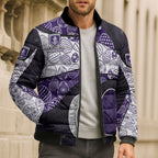 Personalized Fremantle Dockers Football Bomber Puffer Jacket Easter Egg Pattern Purple Monochrome Tribal Dot Style