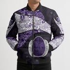 Personalized Fremantle Dockers Football Bomber Puffer Jacket Easter Egg Pattern Purple Monochrome Tribal Dot Style