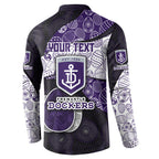 Personalized Fremantle Dockers Football Button Sweatshirt Easter Egg Pattern Purple Monochrome Tribal Dot Style