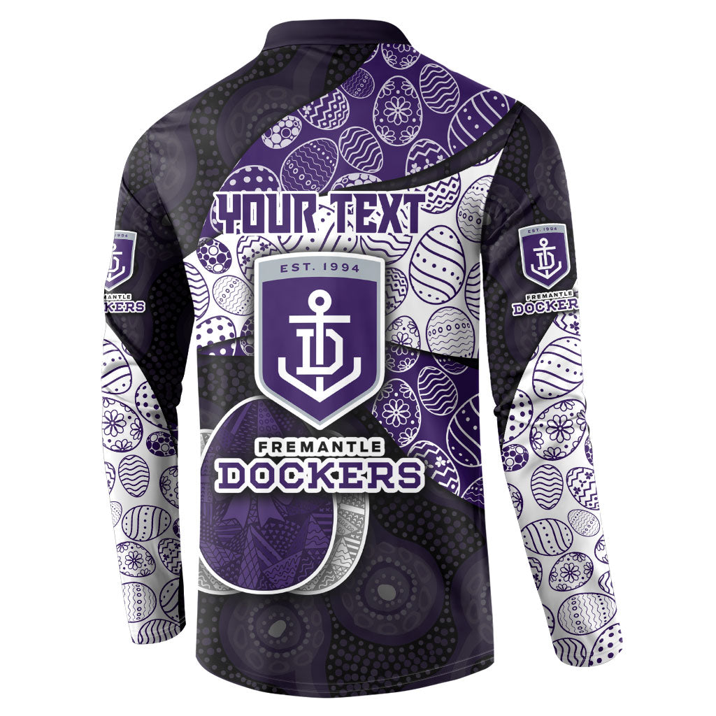 Personalized Fremantle Dockers Football Button Sweatshirt Easter Egg Pattern Purple Monochrome Tribal Dot Style