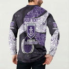 Personalized Fremantle Dockers Football Button Sweatshirt Easter Egg Pattern Purple Monochrome Tribal Dot Style