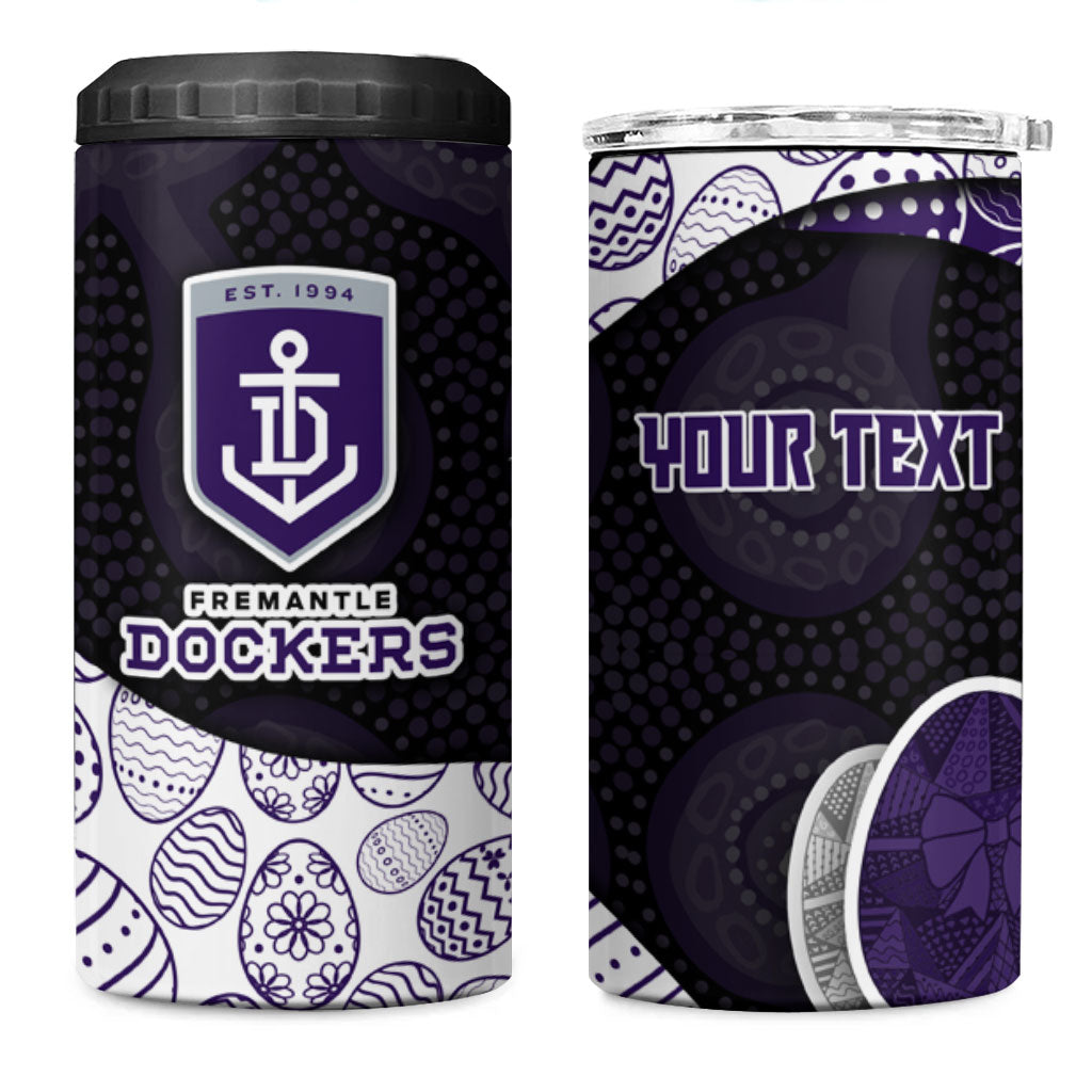Personalized Fremantle Dockers Football 4 in 1 Can Cooler Tumbler Easter Egg Pattern Purple Monochrome Tribal Dot Style