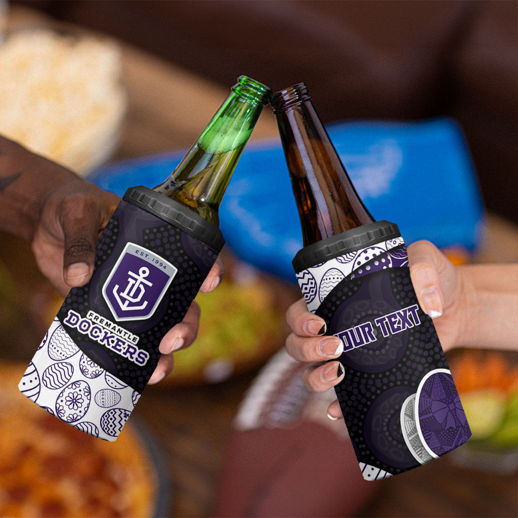 Personalized Fremantle Dockers Football 4 in 1 Can Cooler Tumbler Easter Egg Pattern Purple Monochrome Tribal Dot Style