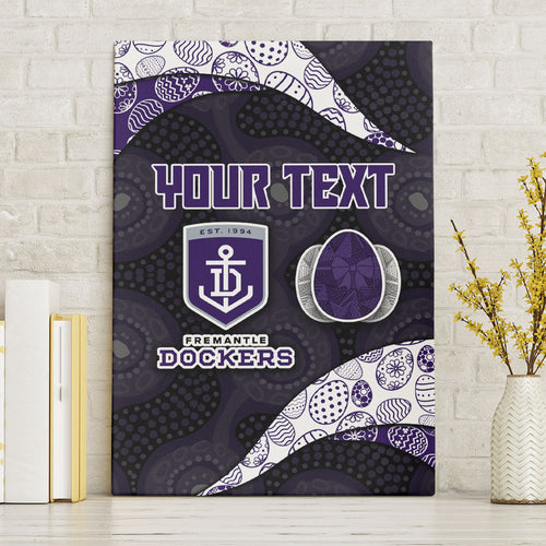 Personalized Fremantle Dockers Football Canvas Wall Art Easter Egg Pattern Purple Monochrome Tribal Dot Style