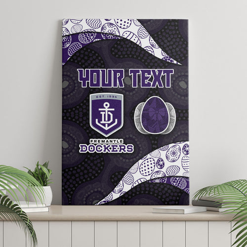 Personalized Fremantle Dockers Football Canvas Wall Art Easter Egg Pattern Purple Monochrome Tribal Dot Style