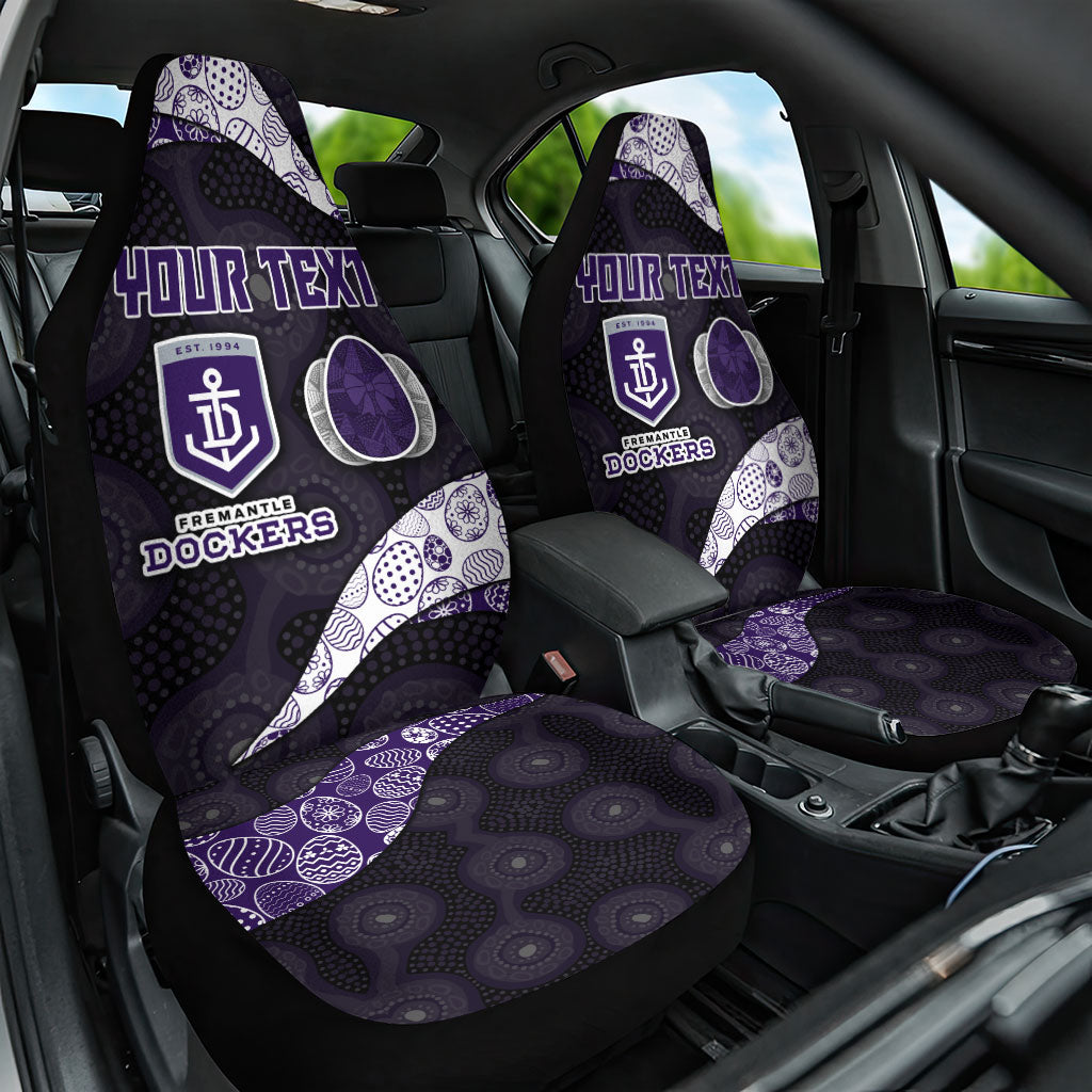 Personalized Fremantle Dockers Football Car Seat Cover Easter Egg Pattern Purple Monochrome Tribal Dot Style