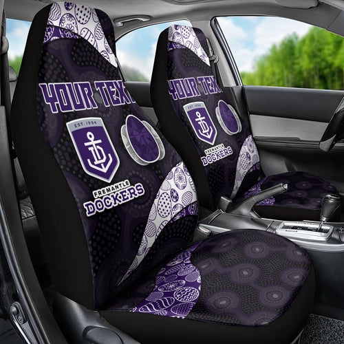 Personalized Fremantle Dockers Football Car Seat Cover Easter Egg Pattern Purple Monochrome Tribal Dot Style
