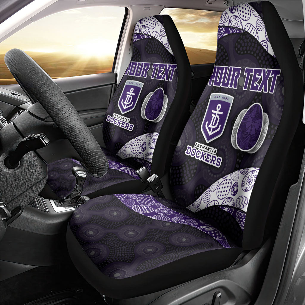Personalized Fremantle Dockers Football Car Seat Cover Easter Egg Pattern Purple Monochrome Tribal Dot Style