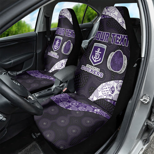Personalized Fremantle Dockers Football Car Seat Cover Easter Egg Pattern Purple Monochrome Tribal Dot Style