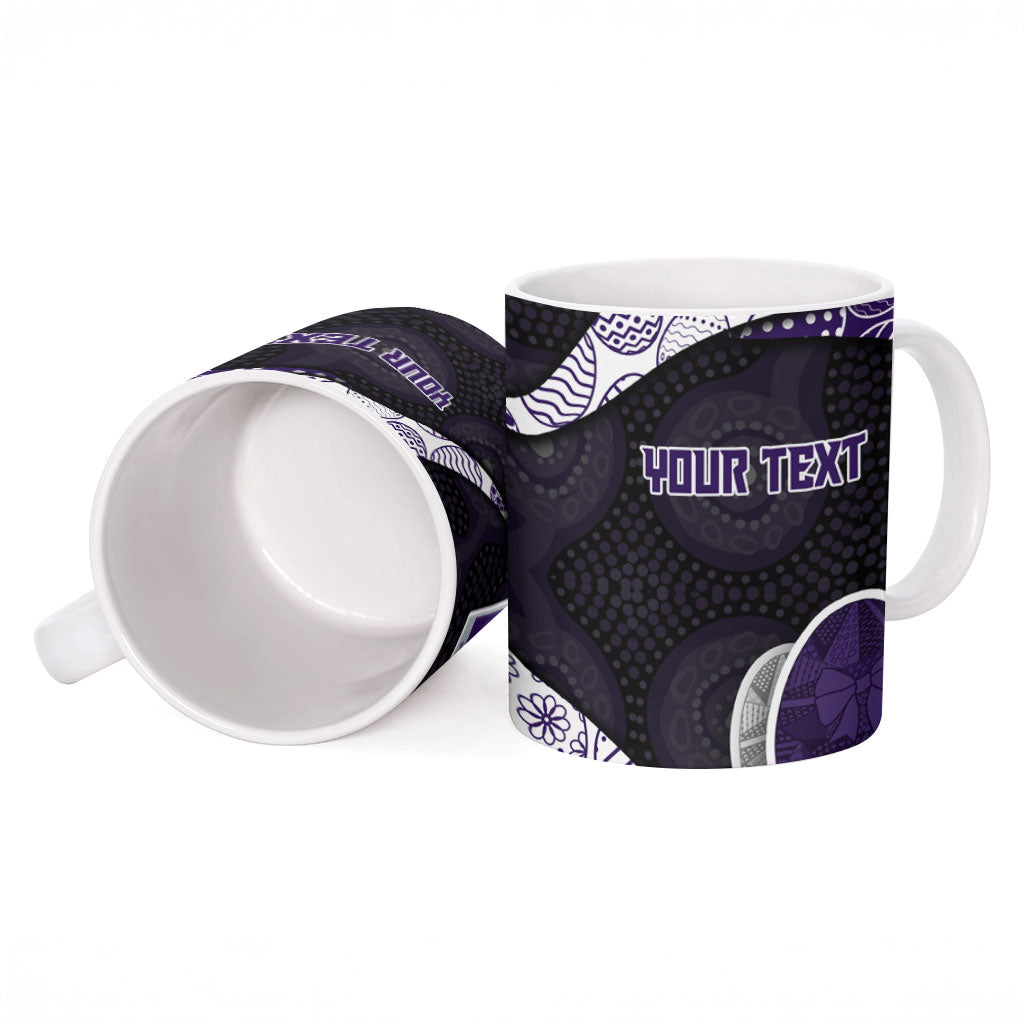 Personalized Fremantle Dockers Football Ceramic Mug Easter Egg Pattern Purple Monochrome Tribal Dot Style