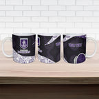Personalized Fremantle Dockers Football Ceramic Mug Easter Egg Pattern Purple Monochrome Tribal Dot Style