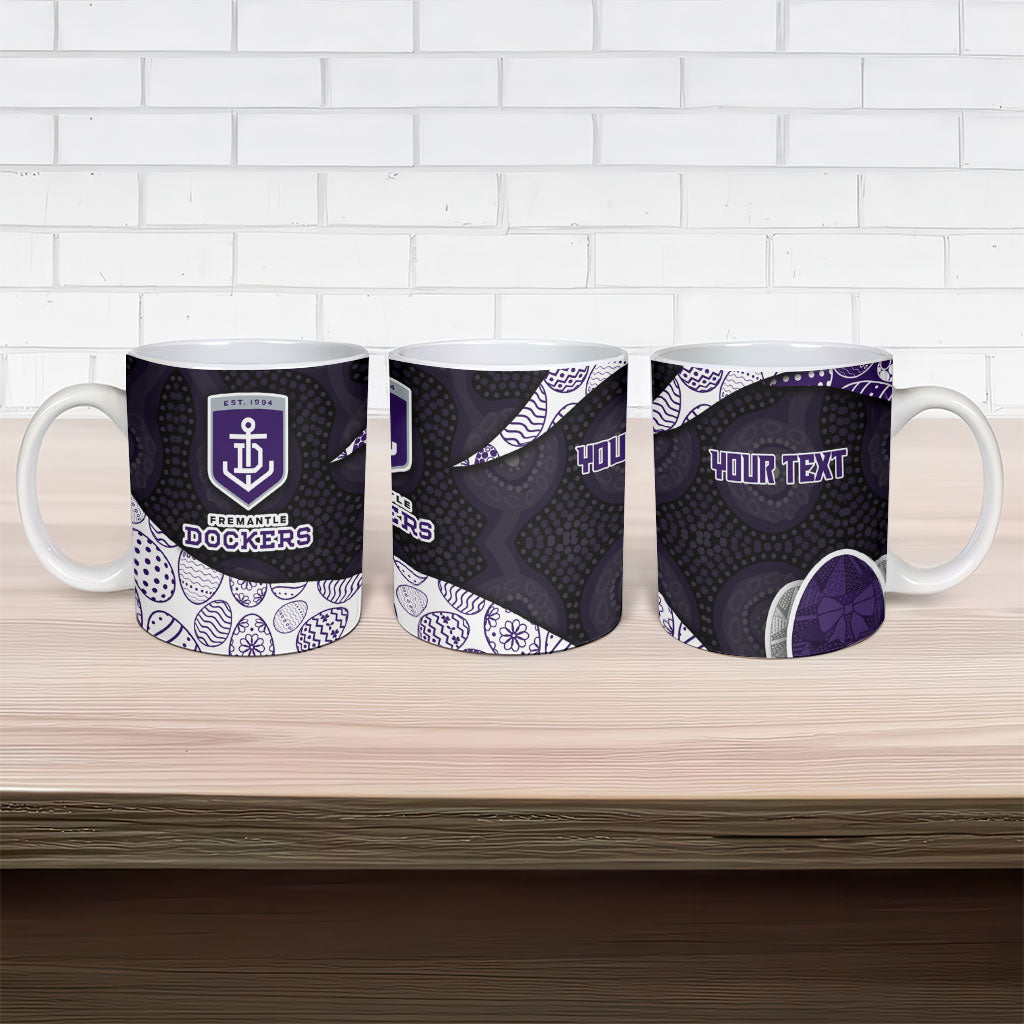 Personalized Fremantle Dockers Football Ceramic Mug Easter Egg Pattern Purple Monochrome Tribal Dot Style