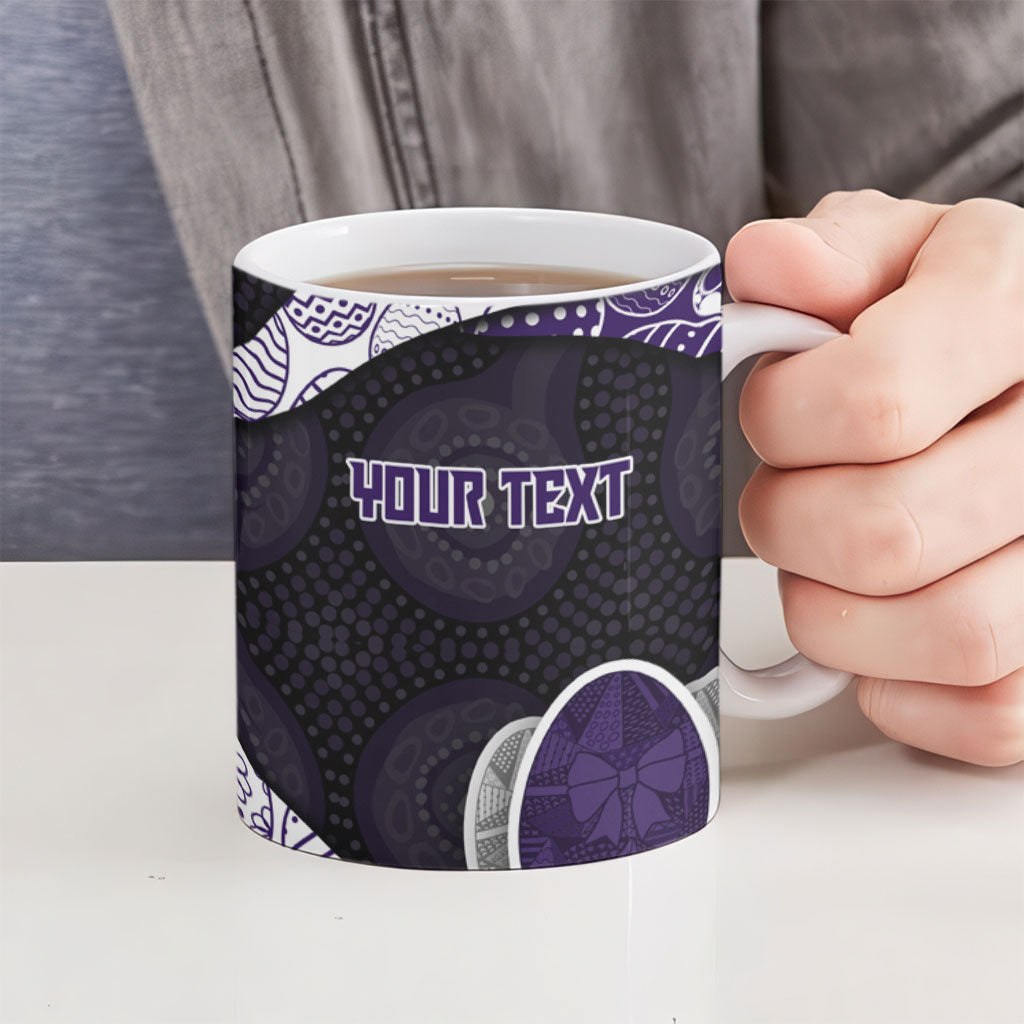 Personalized Fremantle Dockers Football Ceramic Mug Easter Egg Pattern Purple Monochrome Tribal Dot Style