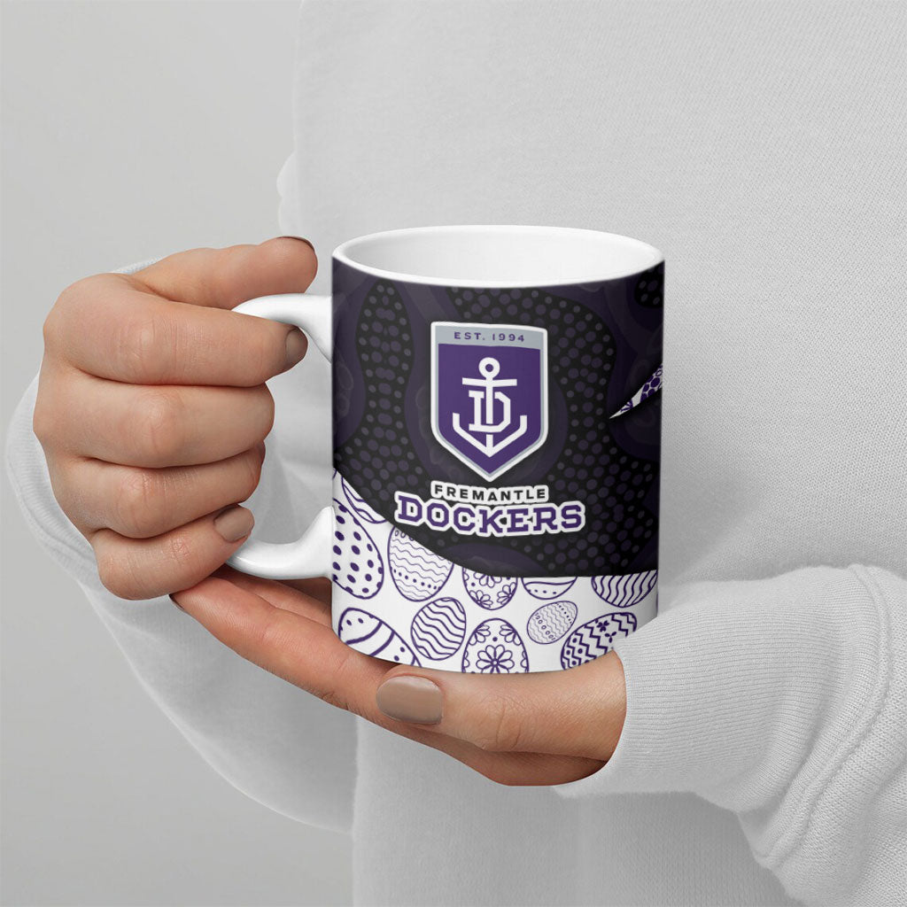 Personalized Fremantle Dockers Football Ceramic Mug Easter Egg Pattern Purple Monochrome Tribal Dot Style