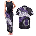 Personalized Fremantle Dockers Football Couples Matching Tank Maxi Dress and Hawaiian Shirt Easter Egg Pattern Purple Monochrome Tribal Dot Style