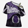 Personalized Fremantle Dockers Football Cross Shoulder Shirt Easter Egg Pattern Purple Monochrome Tribal Dot Style