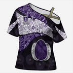 Personalized Fremantle Dockers Football Cross Shoulder Shirt Easter Egg Pattern Purple Monochrome Tribal Dot Style