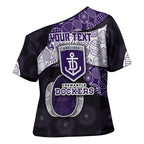 Personalized Fremantle Dockers Football Cross Shoulder Shirt Easter Egg Pattern Purple Monochrome Tribal Dot Style