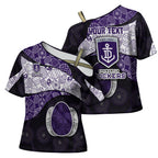 Personalized Fremantle Dockers Football Cross Shoulder Shirt Easter Egg Pattern Purple Monochrome Tribal Dot Style