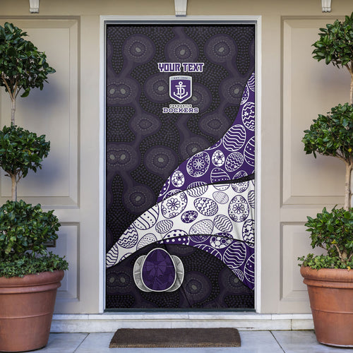 Personalized Fremantle Dockers Football Door Cover Easter Egg Pattern Purple Monochrome Tribal Dot Style