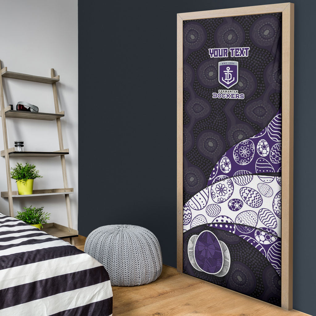 Personalized Fremantle Dockers Football Door Cover Easter Egg Pattern Purple Monochrome Tribal Dot Style