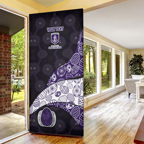 Personalized Fremantle Dockers Football Door Cover Easter Egg Pattern Purple Monochrome Tribal Dot Style