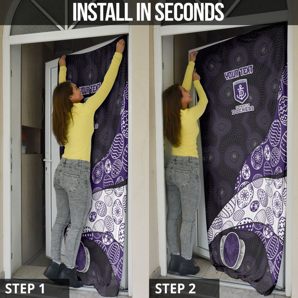 Personalized Fremantle Dockers Football Door Cover Easter Egg Pattern Purple Monochrome Tribal Dot Style