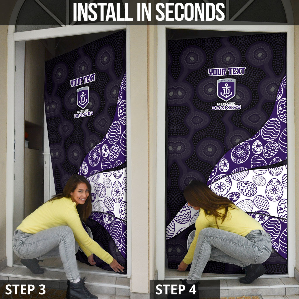 Personalized Fremantle Dockers Football Door Cover Easter Egg Pattern Purple Monochrome Tribal Dot Style