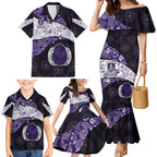Personalized Fremantle Dockers Football Family Matching Mermaid Dress and Hawaiian Shirt Easter Egg Pattern Purple Monochrome Tribal Dot Style