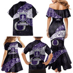 Personalized Fremantle Dockers Football Family Matching Mermaid Dress and Hawaiian Shirt Easter Egg Pattern Purple Monochrome Tribal Dot Style