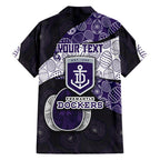 Personalized Fremantle Dockers Football Family Matching Off Shoulder Maxi Dress and Hawaiian Shirt Easter Egg Pattern Purple Monochrome Tribal Dot Style