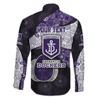 Personalized Fremantle Dockers Football Family Matching Off Shoulder Maxi Dress and Hawaiian Shirt Easter Egg Pattern Purple Monochrome Tribal Dot Style