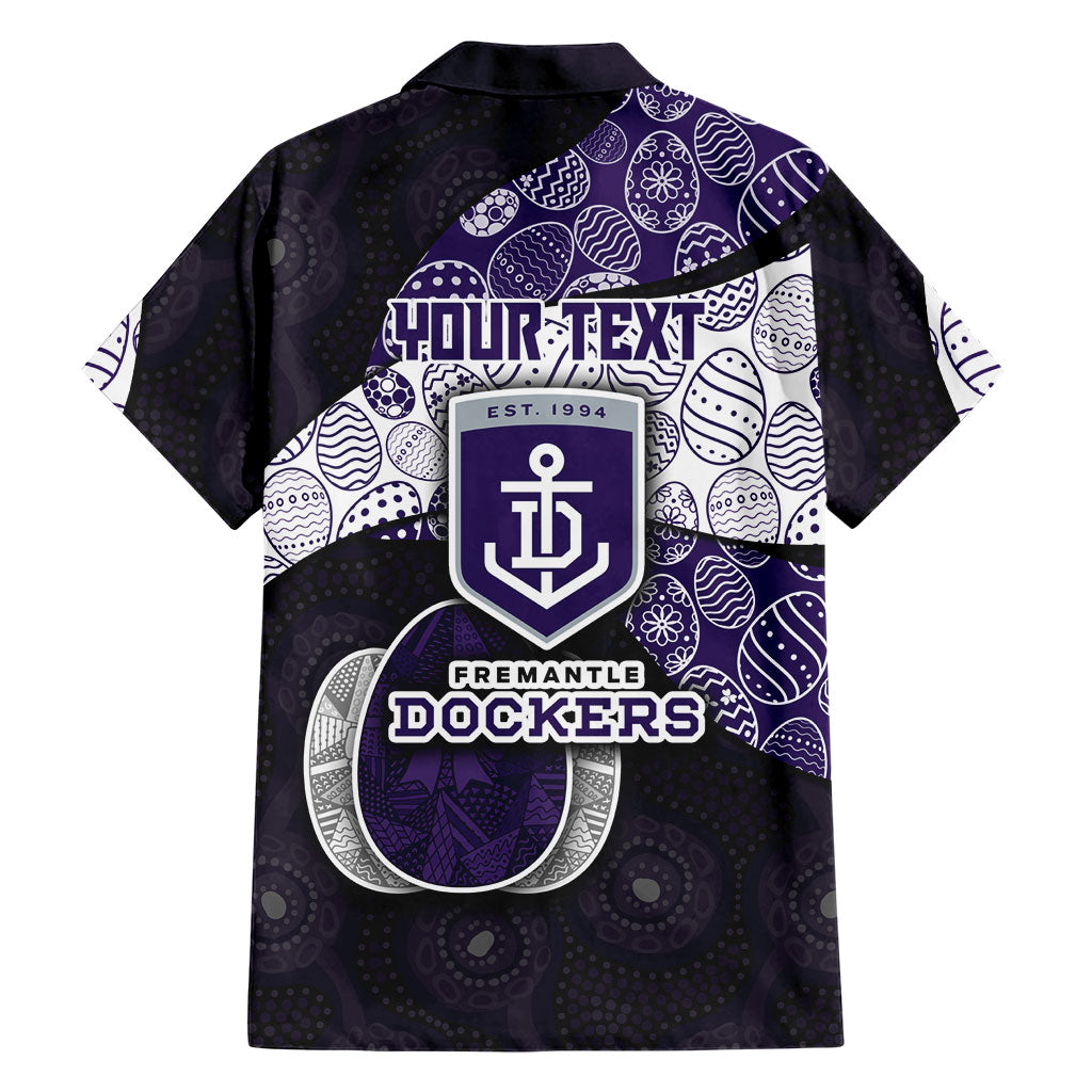 Personalized Fremantle Dockers Football Family Matching Off Shoulder Short Dress and Hawaiian Shirt Easter Egg Pattern Purple Monochrome Tribal Dot Style