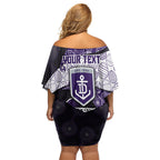 Personalized Fremantle Dockers Football Family Matching Off Shoulder Short Dress and Hawaiian Shirt Easter Egg Pattern Purple Monochrome Tribal Dot Style