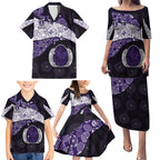 Personalized Fremantle Dockers Football Family Matching Puletasi and Hawaiian Shirt Easter Egg Pattern Purple Monochrome Tribal Dot Style