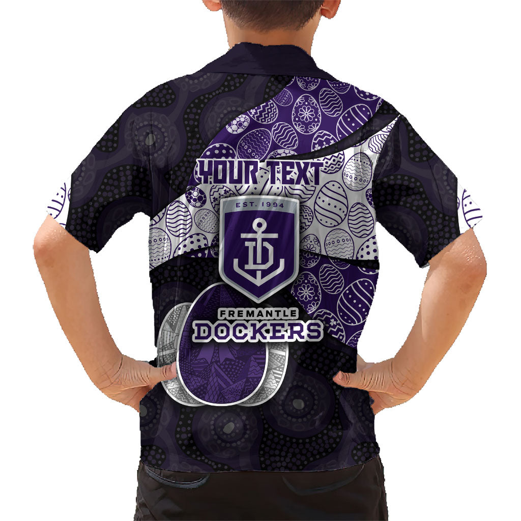 Personalized Fremantle Dockers Football Family Matching Puletasi and Hawaiian Shirt Easter Egg Pattern Purple Monochrome Tribal Dot Style