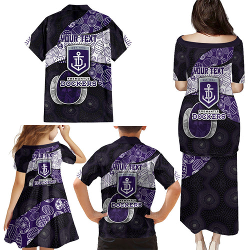 Personalized Fremantle Dockers Football Family Matching Puletasi and Hawaiian Shirt Easter Egg Pattern Purple Monochrome Tribal Dot Style