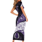 Personalized Fremantle Dockers Football Family Matching Short Sleeve Bodycon Dress and Hawaiian Shirt Easter Egg Pattern Purple Monochrome Tribal Dot Style