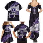 Personalized Fremantle Dockers Football Family Matching Summer Maxi Dress and Hawaiian Shirt Easter Egg Pattern Purple Monochrome Tribal Dot Style