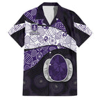 Personalized Fremantle Dockers Football Family Matching Summer Maxi Dress and Hawaiian Shirt Easter Egg Pattern Purple Monochrome Tribal Dot Style