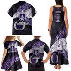 Personalized Fremantle Dockers Football Family Matching Tank Maxi Dress and Hawaiian Shirt Easter Egg Pattern Purple Monochrome Tribal Dot Style