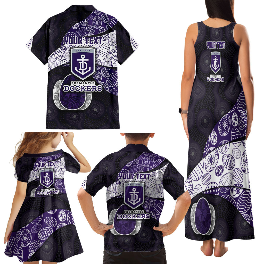 Personalized Fremantle Dockers Football Family Matching Tank Maxi Dress and Hawaiian Shirt Easter Egg Pattern Purple Monochrome Tribal Dot Style
