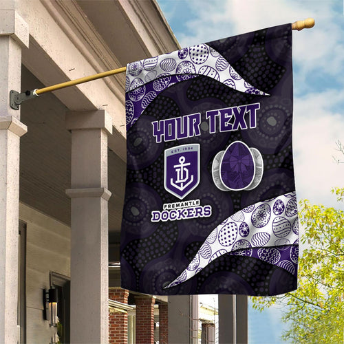 Personalized Fremantle Dockers Football Garden Flag Easter Egg Pattern Purple Monochrome Tribal Dot Style