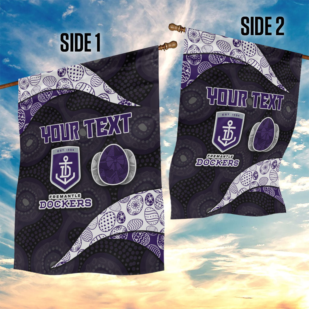 Personalized Fremantle Dockers Football Garden Flag Easter Egg Pattern Purple Monochrome Tribal Dot Style